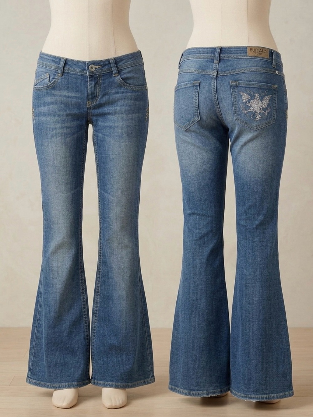 Buffalo David Bitton "PURE" Embroidered Pocket Flare Jeans - Size 26